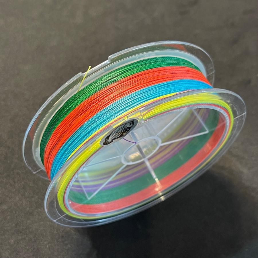 PEライン マルチカラー色 100m 4本編 0.4号 0.6号 0.8号 1号 1.2号