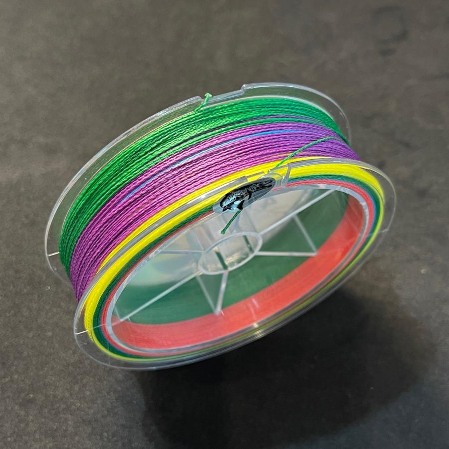 PEライン マルチカラー色 100m 4本編 0.4号 0.6号 0.8号 1号 1.2号
