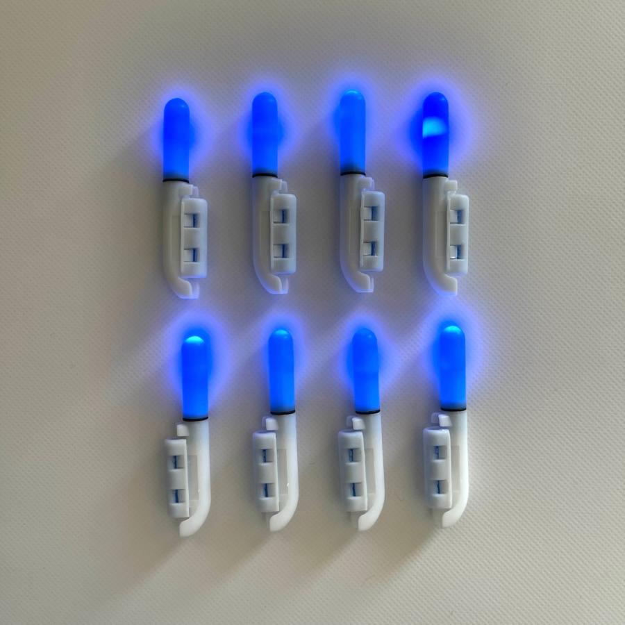 稀少極美品スーパーアモルファス穂先ライト付振出投竿 竿先ライト（青色×8個）防水 LED 電池式 長持ち 穂先ライト 夜釣り 緑