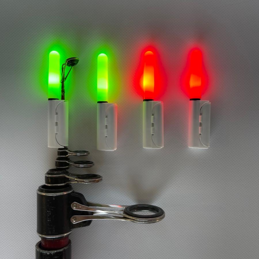 竿先ライト（緑2個 赤2個）穂先ライト 電池式 LED CR425 夜釣り 緑