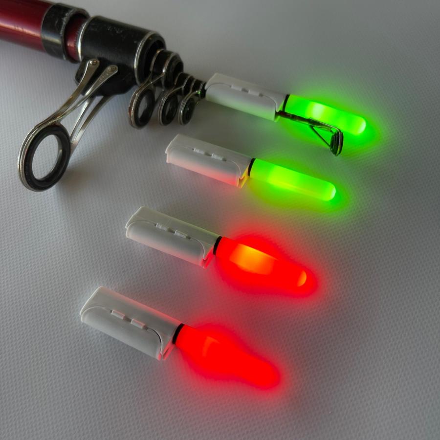 竿先ライト（緑2個 赤2個）穂先ライト 電池式 LED CR425 夜釣り 緑