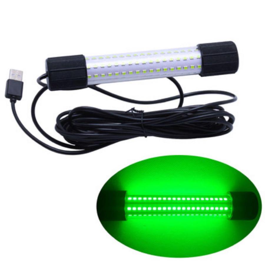 超高輝度グリーン126LED水中集魚灯 USB給電式5mケーブル 常時点灯 新