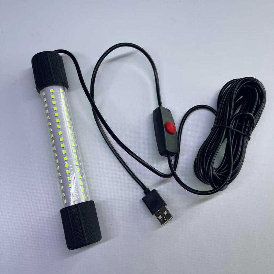 超高輝度グリーン126LED水中集魚灯 USB給電式5mケーブル 常時点灯 新