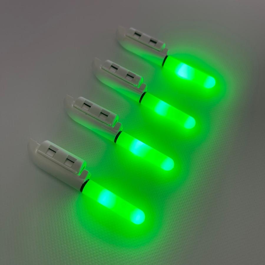 竿先ライト（緑×4個） 電池式 夜釣り 穂先ライト 緑 グリーン ブッコミ