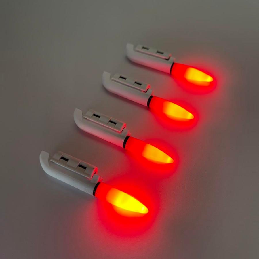 竿先ライト（赤色×4個）穂先ライト 電池式 磯釣り ブッコミ釣り 夜光