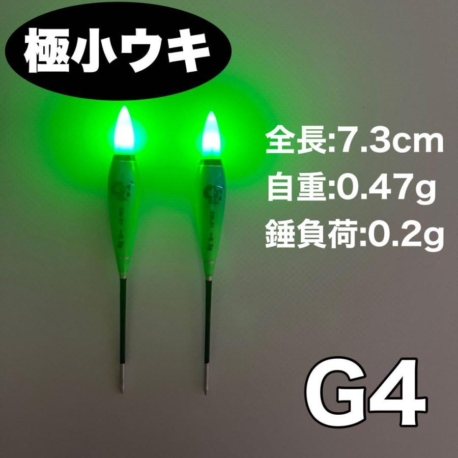 極小ウキ G4 2本セット 棒うき 誘導ウキ タナゴ浮き LED CR311 電気