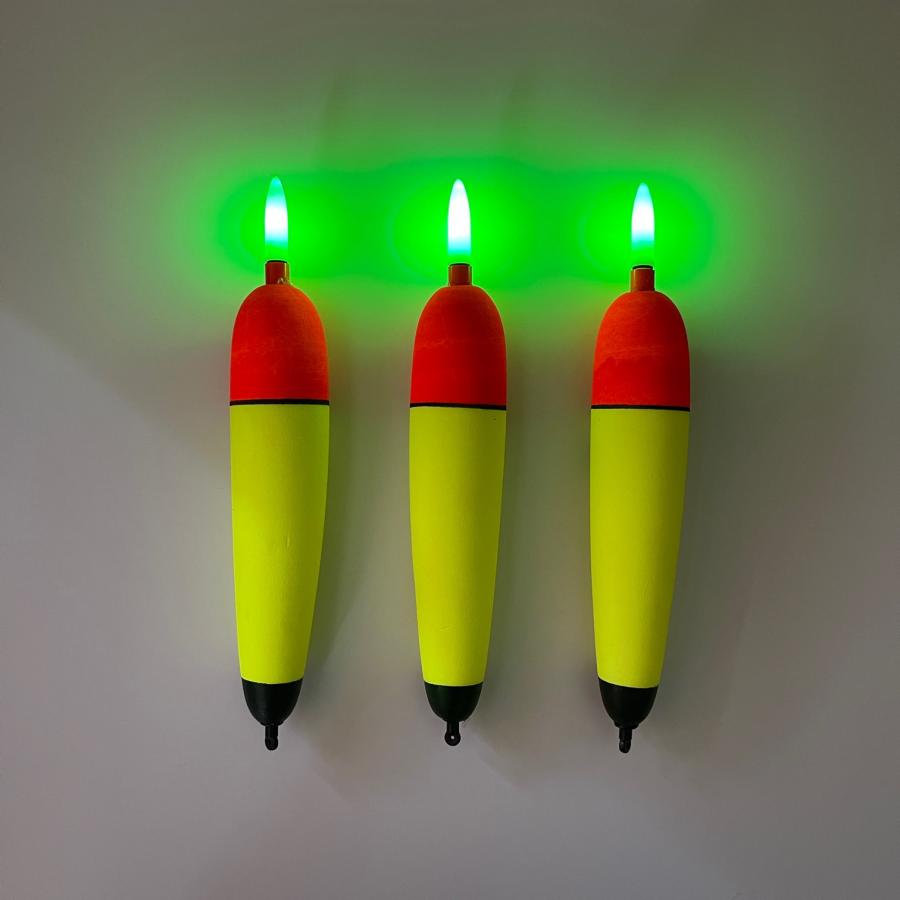 遠投カゴ釣り 8号 軽量 3本セット 電気ウキ 緑 夜釣り タチウオ イカ