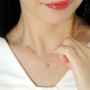 K18YG 0.5ct ライトブラウン 一粒 ダイヤモンド ネックレス 人気 フクリン ダイヤ ペンダント 18金 シンプル ギフト 女性 贈り物 ご褒美 ネックレス AU-0014の画像