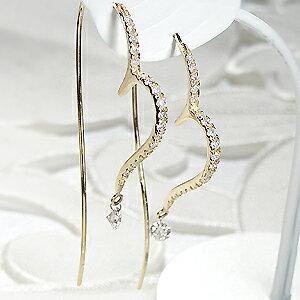 K18YG 0.60ct ハート ダイヤモンド ピアス フック 特価 安い 人気 