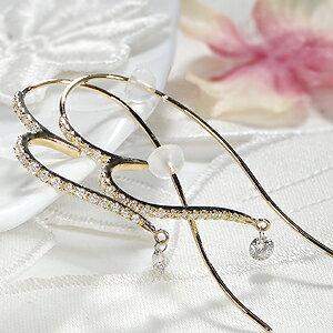 K18YG 0.60ct ハート ダイヤモンド ピアス フック 特価 安い 人気 