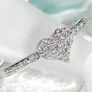 Pt900 0.20ct ハート パヴェ ダイヤモンド リング ダイヤ 人気 プラチナ 可愛い レディース ジュエリー ギフト 女性 贈り物 重ね着け プレゼント AU-0032の画像