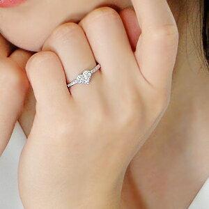 Pt900 0.20ct ハート パヴェ ダイヤモンド リング ダイヤ 人気 プラチナ 可愛い レディース ジュエリー ギフト 女性 贈り物 重ね着け プレゼント AU-0032の画像