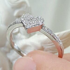 Pt900 0.20ct ハート パヴェ ダイヤモンド リング ダイヤ 人気 プラチナ 可愛い レディース ジュエリー ギフト 女性 贈り物 重ね着け プレゼント AU-0032の画像