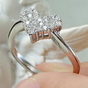 Pt900 0.30ct ハート パヴェ ダイヤモンド リング ダイヤ 人気  