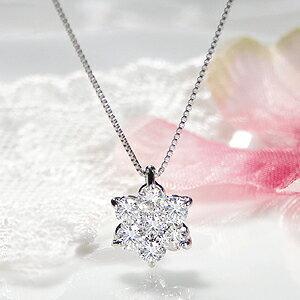pt900 ダイヤモンド0.50　花形ペンダント Pt900 0.50ct ダイヤモンド フラワー ネックレス 人気 花 ペンダント