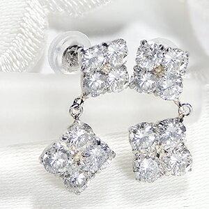 Pt900 2.00ct フラワー ダイヤモンド ピアス 特価 安い 人気 ダイア  