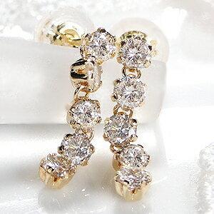 K18YG 0.7ct ダイヤモンド ライン ピアス 特価 安い 人気 ダイヤ