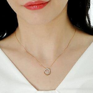 サークルモチーフ ダイヤモンド ネックレス Pt900 K18YG K18PG 0.30ct 