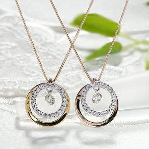サークルモチーフ ダイヤモンド ネックレス Pt900 K18YG K18PG 0.30ct