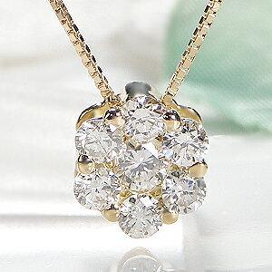 K18　 ダイヤモンド　0.3カラット　ネックレス　フラワー K18YG 0.3ct ダイヤモンド フラワー ネックレス 人気 花
