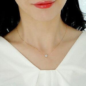K18YG 0.3ct ダイヤモンド フラワー ネックレス 人気 花 ペンダント 18金 ゴールド レディース ジュエリー ギフト 女性 贈り物 ご褒美 ダイヤ necklace AU-0061の画像