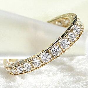 K18YG 1.0ct フチあり ダイヤモンド ハーフ エタニティ リング K18YG 1.0ct フチあり ダイヤモンド ハーフ エタニティ リング
