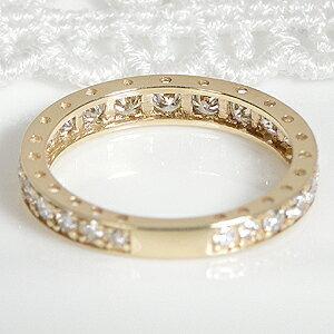 K18YG 1.0ct フチあり ダイヤモンド ハーフ エタニティ リング K18YG 1.0ct フチあり ダイヤモンド ハーフ エタニティ リング