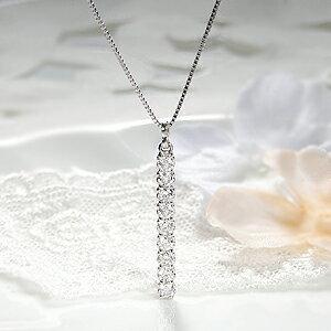Pt900 0.5ct ダイヤモンド 縦 ライン ネックレス 可愛い ペンダント