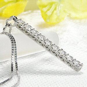 Pt900 0.5ct ダイヤモンド 縦 ライン ネックレス 可愛い ペンダント