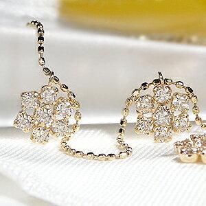 K18 WG YG 1.0ct フラワー ダイヤモンド ステーション ネックレス 人気