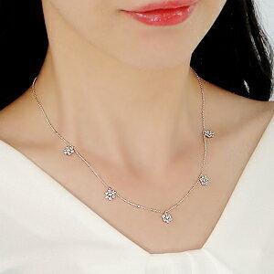 K18 WG YG 1.0ct フラワー ダイヤモンド ステーション ネックレス 人気