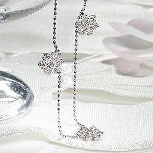K18 WG YG 1.0ct フラワー ダイヤモンド ステーション ネックレス 人気