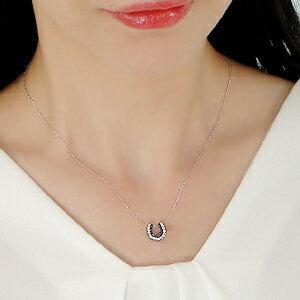 K18 WG 0.35ct ダイヤモンド ブラック ダイヤ ホースシュー ネックレス 3Way 馬蹄 ペンダント ゴールド ギフト 女性 贈り物 ご褒美 ３ウエイ AU-0084の画像