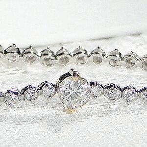 Pt850 K18YG 1.75ct ダイヤモンド ステーション テニス ブレスレット  