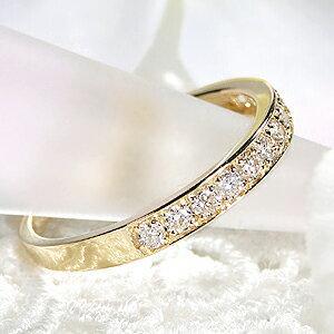 Pt900 K18YG 0.30ct ハーフエタニティ ダイヤモンド リング レール留め ダイヤ 18金 ゴールド 18k プラチナ ギフト エタニティ 指輪 AU-0093の画像