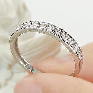 Pt900 K18YG 0.30ct ハーフエタニティ ダイヤモンド リング レール留め