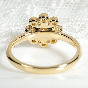 Pt900 K18YG 0.65ct フラワー ダイヤモンド リング ダイヤ 18金 