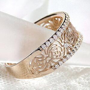 K18 YG PG Pt900 0.27ct フラワー ダイヤモンド リング ゴールド