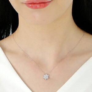 Pt900 K18YG 1.00ct ダイヤモンド フラワー ネックレス 人気 花 ペンダント プラチナ イエローゴールド 可愛い ギフト 女性 ダイヤ AU-0107_2