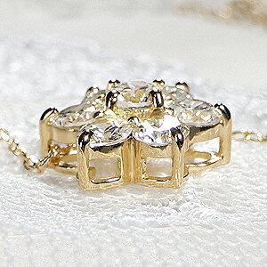 Pt900 K18YG 1.00ct ダイヤモンド フラワー ネックレス 人気 花 ペンダント プラチナ イエローゴールド 可愛い ギフト 女性 ダイヤ AU-0107_3