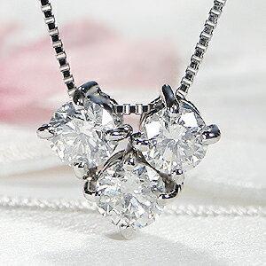 Pt900 K18YG スリーストーン ダイヤモンド ネックレス 2Way ペンダント