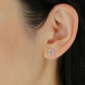K18YG WG 0.30ct ダイヤモンド 馬蹄 ピアス ホースシュー U字 人気  