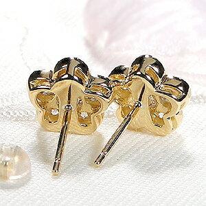 K18YG 1.00ct フラワー モチーフ ダイヤモンド ピアス 人気 ダイヤ 