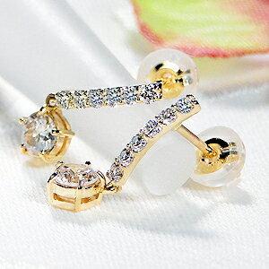 Pt900 K18YG 0.5ct ダイヤモンド ライン ピアス 人気 ダイヤ ダイア  
