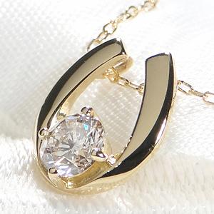 Pt900 K18YG 0.30ct Hカラー SI-2UP ダイヤモンド ネックレス 送料無料 人気 馬蹄 ホース ペンダントプラチナ ゴールド 18金 人気 可愛い ジュエリー AU-0128の画像