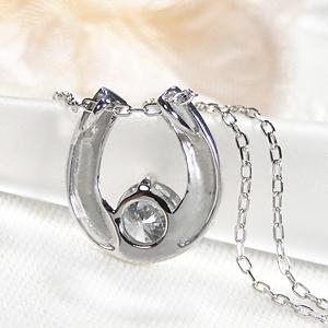 Pt900 K18YG 0.30ct Hカラー SI-2UP ダイヤモンド ネックレス 送料無料 人気 馬蹄 ホース ペンダントプラチナ ゴールド 18金 人気 可愛い ジュエリー AU-0128の画像