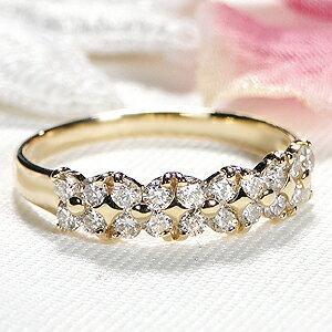 Pt900 K18YG 0.5ct フラワー ダイヤモンド エタニティ リング ダイヤ リング プラチナ 18金 可愛い ギフト 女性 贈り物 花 フラワー ゴールド 安い AU-0137の画像