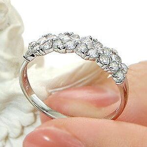 Pt900 K18YG 0.5ct フラワー ダイヤモンド エタニティ リング ダイヤ リング プラチナ 18金 可愛い ギフト 女性 贈り物 花 フラワー ゴールド 安い AU-0137の画像