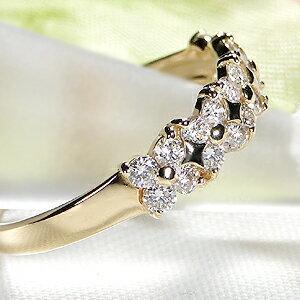 Pt900 K18YG 0.5ct フラワー ダイヤモンド エタニティ リング ダイヤ リング プラチナ 18金 可愛い ギフト 女性 贈り物 花 フラワー ゴールド 安い AU-0137の画像