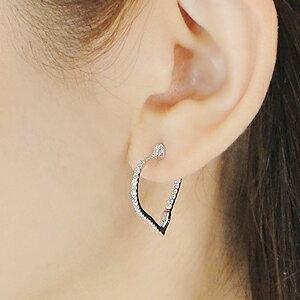 K18 WG YG 0.50ct ハート ダイヤモンド フープ ピアス人気 ダイヤ  